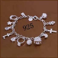 HT5 Elegant 925 Sterling Silvery Heart Key Pendant Bracelet Ladies multi-element diamond bracelet TH
