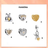 925 Silver Pendant Golden Heart Bear Charms