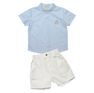 Brooklyn & Brighton - Smart & Gentle v2. Polka Dot Blue Shirt & Shorts (Boy)