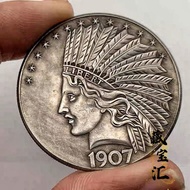 Antique Antique Silver Coin 1907 Indian Avatar American Eagle Coin Antique Collection Commemorative 