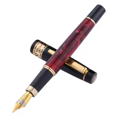 New Picasso 915 Marble Celluloid Fountain Pen 22KGP Medium Nib Rose Red Eurasian Feelings Gift Box O