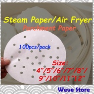 WEVE 【100 Steam Paper Dim Sum Paper】Non Stick Air Fryer Paper Steam Cloth Steaming Baking Sheet Kert