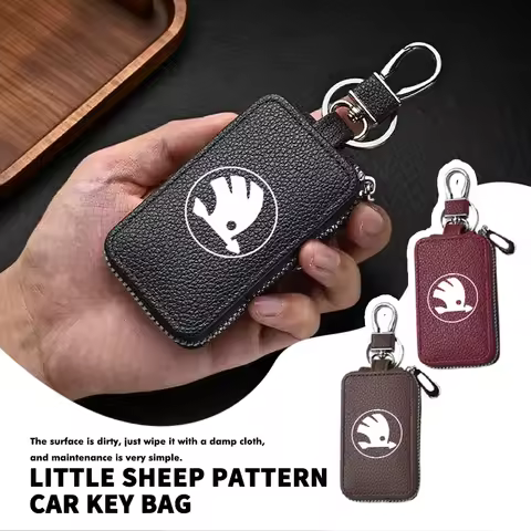 Car Key Protector Bag Key Holder Mini Auto Key Case Wallet Zipper Bag Keychain For Skoda octavia a5 