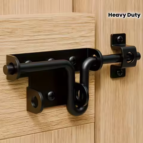 Heavy Duty Gate Latch Sliding Bolt Lock Black Metal Door Latch for Garden Fence Yard Shed Barn Outdo