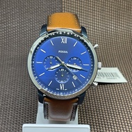 Fossil FS5791 Neutra Chronograph Luggage Leather Strap Blue Dial Analog Men's Watch