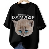 EMOTIONAL DAMAGE Funny MEME 100% Pure Cotton T-shirt Simple Printed 2025 Short Sleeve Crew Neck For 