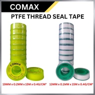 COMAX PTFE THREAD SEAL TAPE [19MM x 0.2MM x 15M x 0.4G/CM3] or [13MM x 0.1MM x 15M x 0.4G/CM3]