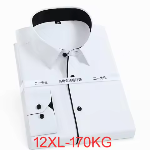 Autumn Spring Men Office Shirt cotton Plus Size 10XL 12XL 9XL Formal Shirts long Sleeve Business Big