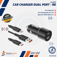 OLIKE R6S R6C Car Charger Dual USB Fast Charging 2.4A Free C or Micro Cable