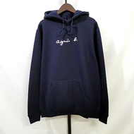 New agnes b small letter logo print hooded sweater men's cotton pullover