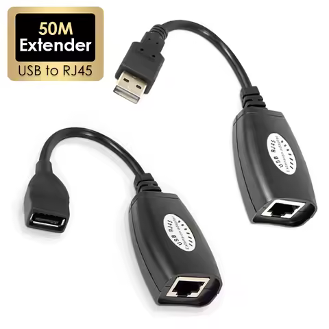 1 Pair USB to RJ45 LAN Ethernet Extension Cable Adapter 50M Distance Extender Converter Over Cat5E/6