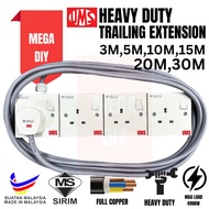 UMS 1SET [SIRIM] HEAVY DUTY LOCAL PVC TRAILING SOCKET EXTENSION Plug FULL COPPER WIRE 2 / 3 / 4 Way 