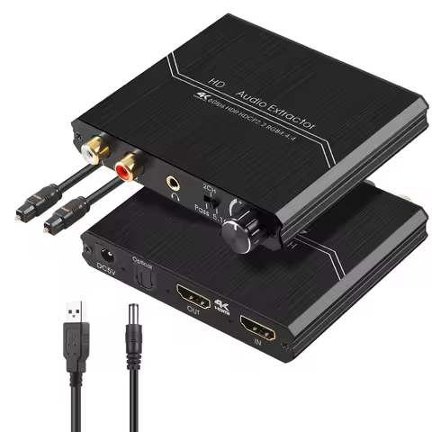 HDMI-compatible Audio Extractor 4K60HZ, HDMI2.0b Audio Converter Adapter, +Optical SPDIF+ 3.5mm RCA 