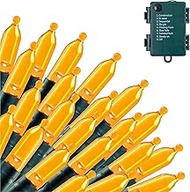 17.3 FT Halloween 50 LED Green Wire String Lights with Remote Control, Orange Battery Powered 6 Hr T