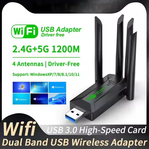 Original 4 Antennas 1200Mbps WiFi USB 3.0 Adapter 2.4G/5GHZ Dual Band WiFi Dongle Wireless Network C