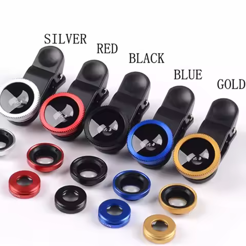 Cell Phone Fisheye Lens 3 In 1 Wide Angle + Macro Camera + Fish Eyes Camera Lenses with Clip on For 