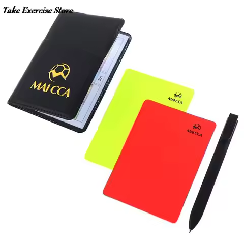 Soccer Referee Red Yellow Card Professional Fair Play Cards Football Linesman Leather Case Bag Set S