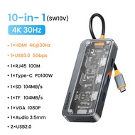 TOPZERO USB C HUB ประเภท C ไปยัง HDMI USB 3.0 อะแดปเตอร์ PD100W พอร์ตรับส่งพลังงาน SD TF สล็อต RJ45 VGA 3.5 มม. แยกเสียงสำหรับ Macbook แล็ปท็อป Pad Air 4 Pad Pro 2020 แล็ปท็อปอากาศ