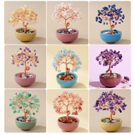 ViviVibe Crystal Wealth Tree Tea Cup Base Crystal Tree Ornament Crystal Tree of Life Creative Crysta