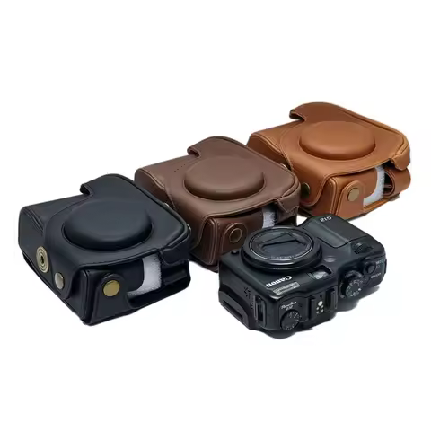PU Leather Camera Bag Case For Canon Powershot G10 G11 G12 Full Body Cover WIth Strap