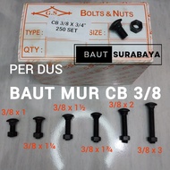 1 Box of CB 3/ 8 Nuts, 14 key nuts, truck bed bolts, fence bolts, umbrella bolts, carriage bolts, le