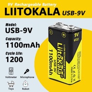 1-40pcs LiitoKala USB-9V 1100mAh li-ion Rechargeable battery Type-C charge for Multimeter Microphone