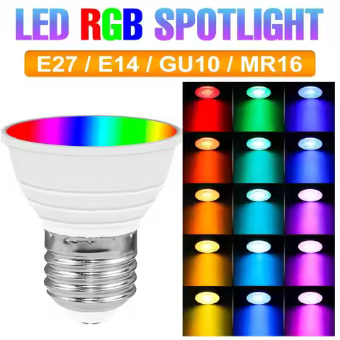 E27 LED RGB Bulb GU10 Spotlight E14 Ceiling Lamp Smart IR Remote Control MR16 Bulb GU5.3 Chandelier 