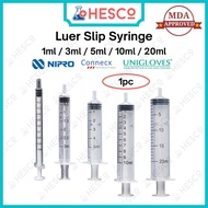 Syringe Picagari Luer Slip 1pc — 1ml 3ml 5ml 10ml 20ml Sterile Disposable Nipro Connecx Unigloves Ce