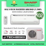 Sharp R32 J-Tech Inverter 1.5HP Air Conditioner R32 AHX12VED2 & AUX12VED2 Aircond Air Cond