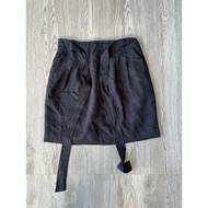 A-line linen skirt with elastic waist MIXXO made in Vietnam and made in Korea_ size 24 (waist 64, re