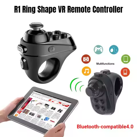 R1 Ring Shape Bluetooth-compatible Remote Control Mini Finger Mouse VR Gaming Wireless Gamepad for i