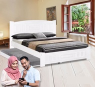 Queen / King Size Fully Solid Wood Bed Frame/ Wooden Bedframe / Wooden Bed Bed / Adult Bedframe / Large Bed / Homestay Bed / Master Bedroom Bed / Katil Kayu by IFURNITURE