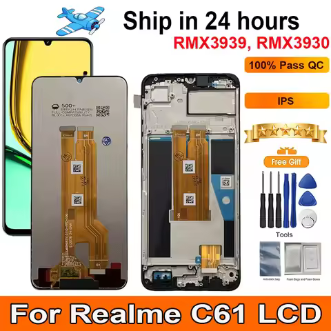 6.74‘For Realme C61 LCD Display Touch Panel Digitizer AAssembly With Frame Display Replacement For R