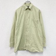BURBERRY 男士長袖扣襯衫，淺綠色，M 碼，純棉，古著。