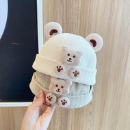 Baby Corduroy Docker Cap Cute Cartoon Bear Kids Boy Girl Beanie Hat Autumn Winter Infant Melon Hats