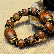 5慧Tibetan Prayer Beads Bracelet Agate Beads Men Bangle Gift