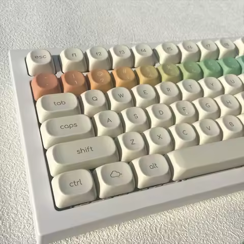 Simple Keycaps PBT Five-sided Sublimation Rainbow After The Rain Style Cream Key Cap MOA for Mechani