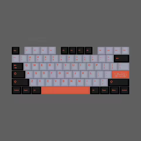 Geekark Black And Orange Grey Five Side Dye Sublimation Cherry Profile Keyboard Keycaps 40s QAZ Layo