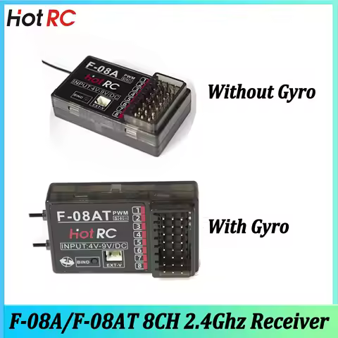 HOTRC 2.4Ghz 8CH F-08A/F-08AT Gyro Receiver Voltage Return for CT8A HT-8A Transmitter Remote Control