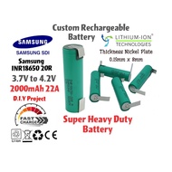Samsung 18650 Rechargeable Battery Custom DIY 3.6V To 4.2V Lithium Ion 2000mAh INR18650 20R 2.0Ah He