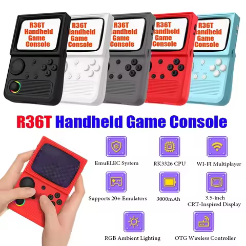 R36T Retro Handheld Game Console EmuEMEC System 3.5'' High Definition IPS Screen Wi-Fi Multiplayer P