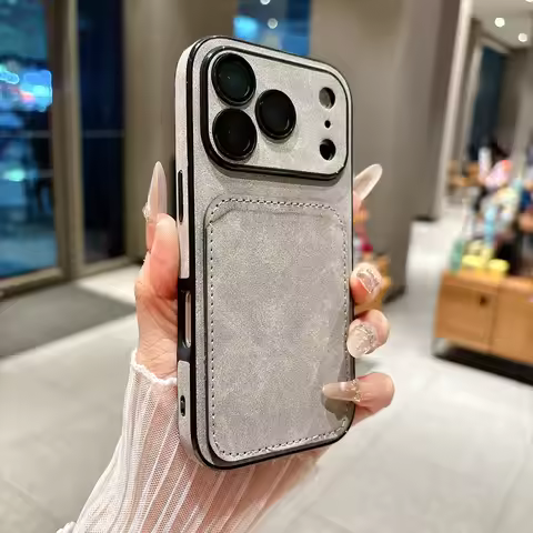Wallet Card Holder Suede Leather Phone Case For iPhone 17 16 15 14 13 Plus Pro Max Business Insert C