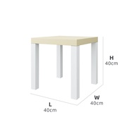KitchenZ 1.3FT Side Table Wood White/Natural Oak Meja Sisi (40x40x40cm) - 1909