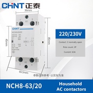 CHINT Mini Single-Phase Ac Contactor 220V Din Rail Type NCH8-63/20 Two Normally Open 2P 63A