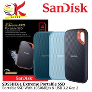 SANDISK EXTREME PORTABLE SOLID STATE DRIVE SSD V2 E61 TYPE-C 500GB / 1TB / 2TB / 4TB IP5 SHOCK-RESIS
