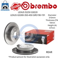 LEXUS IS250 GSE20 / LEXUS GS300-350-450 GRS190-191 (REAR) BRAKE DISC ROTOR -BRAND 100% ORIGINAL BREM