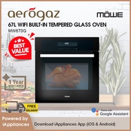Mowe MW670G Smarthome, Wifi Built-in Tempered Glass Oven, Set timer for programmed cooking , alert notification when food is cooked, by Aerogaz