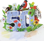 Cardology 50th Birthday Pop Up Card - 50th Birthday Flower Card for Women