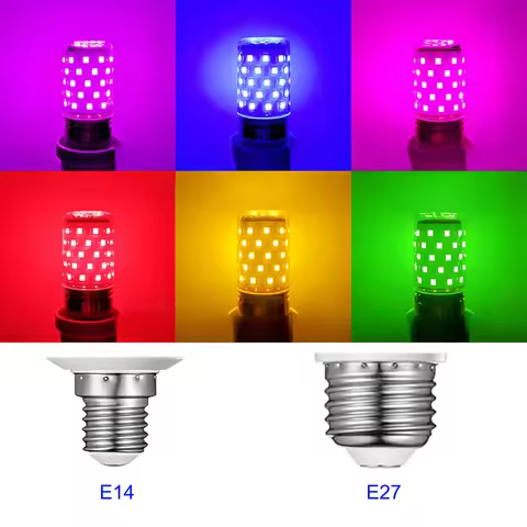 LED Red Green Yellow Pink Purple Blue Light Bulb E27 E14 True Power 5W 85-265V Holiday Night Light C