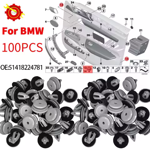 100x Car Plastic Front Rear Door Panel Card Trim Clips For BMW E88 F45 E36 E46 E90 E91 F32 F33 F82 E